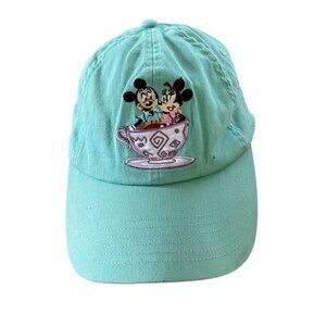 Disney Parks Mickey and Minnie Mouse Mad Tea Party Teal Hat Cap